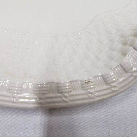 Vintage Spode Imperial Serving Platter Basket Weave Quatrefoil Ivory - Picture 4 of 16